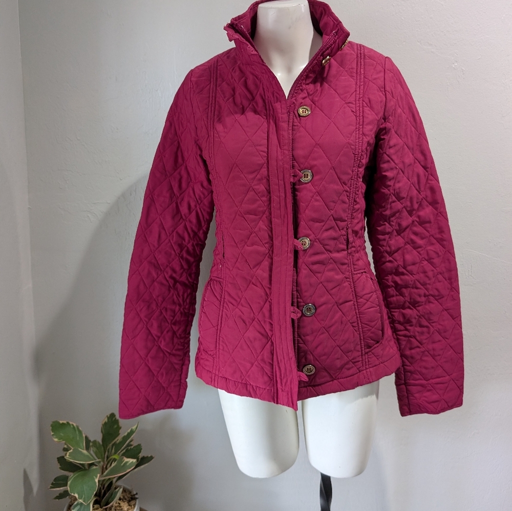 LILLY PULITZER QUILTED PINK Pockets Lined‎ FULL ZIP Jacket Size 6